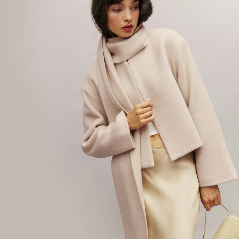 Reformation Porter Cropped Jacket in Cream